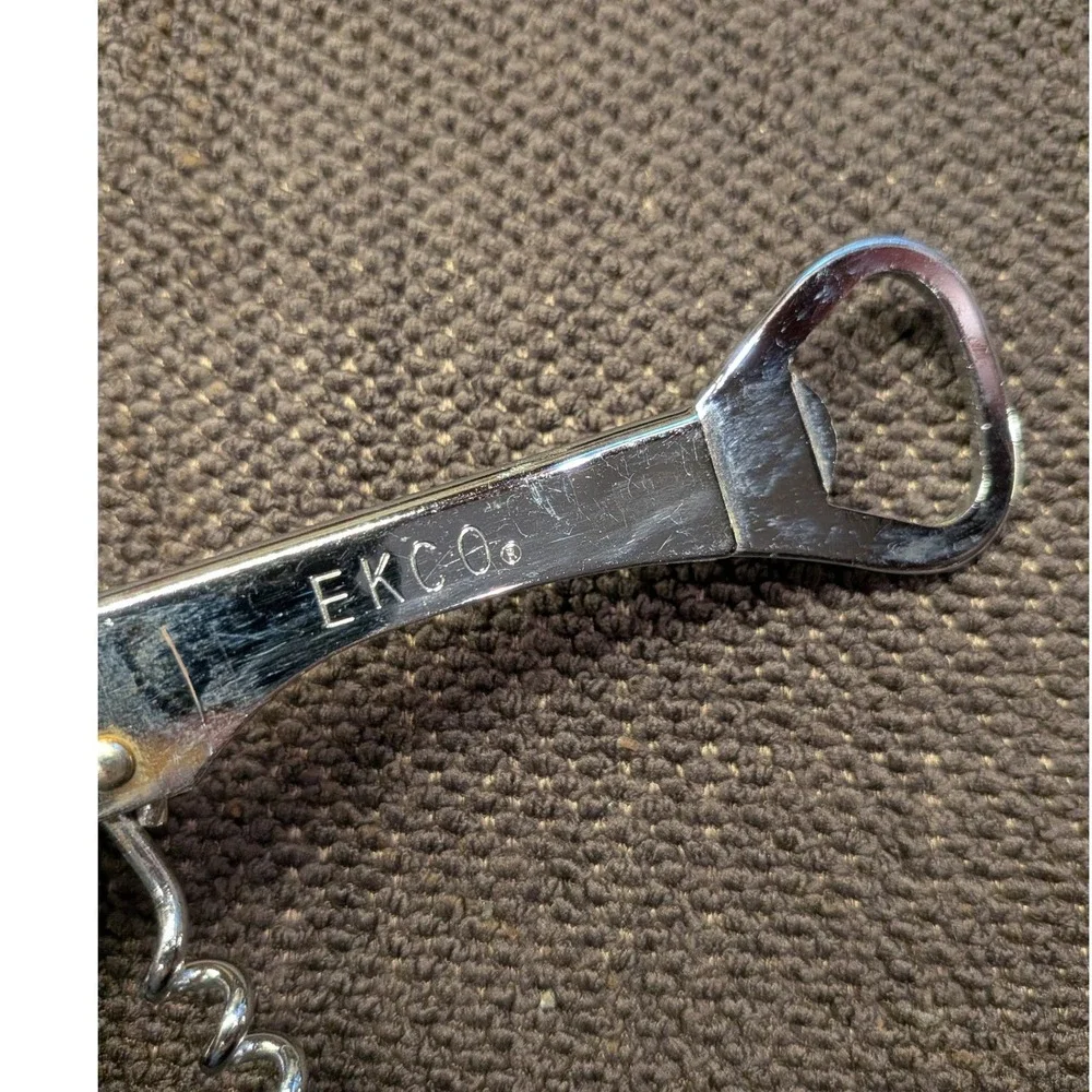Vintage EKCO Chrome Multi-Tool‎ Waiters Friend Corkscrew Bottle Opener Bar Tool